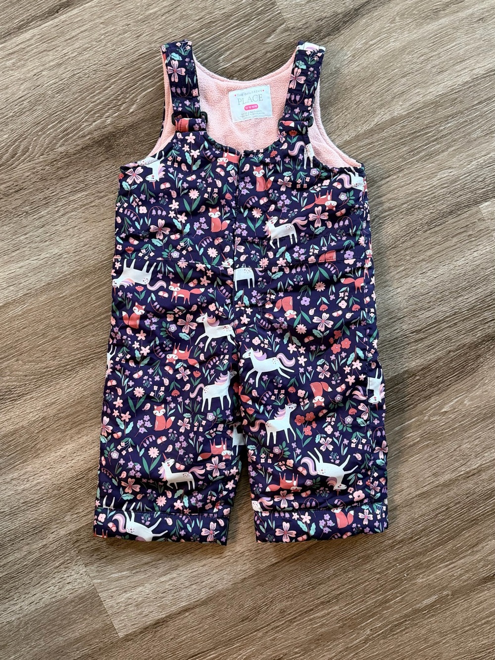 Unicorn Snow Bib pants 12-18 months Purple Puffer Overalls insulated snow pants